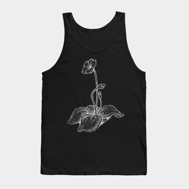 Pinguicula Butterwort Plant Flowers Botanical Drawing Flower Tank Top by Venus Fly Trap Shirts